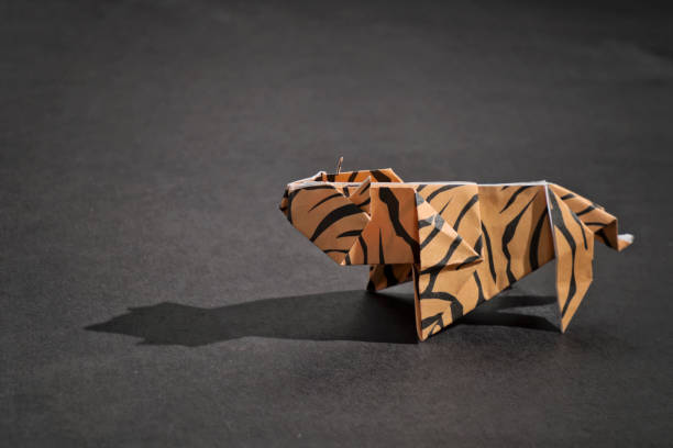 A tiger origami with black background